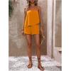 imageSOLY HUX Womens Summer 2 Piece Outfits Sleeveless Asymmetrical Tube Top and Shorts SetPlain Orange