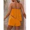 imageSOLY HUX Womens Summer 2 Piece Outfits Sleeveless Asymmetrical Tube Top and Shorts SetPlain Orange