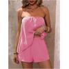 imageSOLY HUX Womens Summer 2 Piece Outfits Sleeveless Asymmetrical Tube Top and Shorts SetPlain Pink