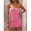 imageSOLY HUX Womens Summer 2 Piece Outfits Sleeveless Asymmetrical Tube Top and Shorts SetPlain Pink