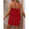 imageSOLY HUX Womens Summer 2 Piece Outfits Sleeveless Asymmetrical Tube Top and Shorts SetPlain Red