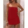 imageSOLY HUX Womens Summer 2 Piece Outfits Sleeveless Asymmetrical Tube Top and Shorts SetPlain Red