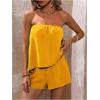 imageSOLY HUX Womens Summer 2 Piece Outfits Sleeveless Asymmetrical Tube Top and Shorts SetPlain Yellow