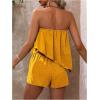 imageSOLY HUX Womens Summer 2 Piece Outfits Sleeveless Asymmetrical Tube Top and Shorts SetPlain Yellow