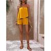 imageSOLY HUX Womens Summer 2 Piece Outfits Sleeveless Asymmetrical Tube Top and Shorts SetPlain Yellow