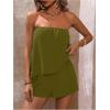 imageSOLY HUX Womens Summer 2 Piece Outfits Sleeveless Asymmetrical Tube Top and Shorts SetPure Army Green