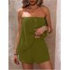 imageSOLY HUX Womens Summer 2 Piece Outfits Sleeveless Asymmetrical Tube Top and Shorts SetPure Army Green