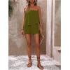 imageSOLY HUX Womens Summer 2 Piece Outfits Sleeveless Asymmetrical Tube Top and Shorts SetPure Army Green
