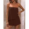 imageSOLY HUX Womens Summer 2 Piece Outfits Sleeveless Asymmetrical Tube Top and Shorts SetPure Dark Brown