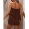 imageSOLY HUX Womens Summer 2 Piece Outfits Sleeveless Asymmetrical Tube Top and Shorts SetPure Dark Brown