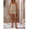 imageSOLY HUX Womens Summer 2 Piece Outfits Sleeveless Asymmetrical Tube Top and Shorts SetPure Khaki