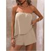 imageSOLY HUX Womens Summer 2 Piece Outfits Sleeveless Asymmetrical Tube Top and Shorts SetPure Khaki