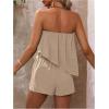 imageSOLY HUX Womens Summer 2 Piece Outfits Sleeveless Asymmetrical Tube Top and Shorts SetPure Khaki