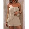 imageSOLY HUX Womens Summer 2 Piece Outfits Sleeveless Asymmetrical Tube Top and Shorts SetPure Khaki