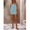 imageSOLY HUX Womens Summer 2 Piece Outfits Sleeveless Asymmetrical Tube Top and Shorts SetPure Light Blue