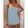imageSOLY HUX Womens Summer 2 Piece Outfits Sleeveless Asymmetrical Tube Top and Shorts SetPure Light Blue