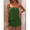 imageSOLY HUX Womens Summer 2 Piece Outfits Sleeveless Asymmetrical Tube Top and Shorts SetSolid Green