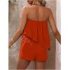 imageSOLY HUX Womens Summer 2 Piece Outfits Sleeveless Asymmetrical Tube Top and Shorts SetSolid Orange