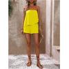 imageSOLY HUX Womens Summer 2 Piece Outfits Sleeveless Asymmetrical Tube Top and Shorts SetSolid Yellow