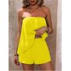 imageSOLY HUX Womens Summer 2 Piece Outfits Sleeveless Asymmetrical Tube Top and Shorts SetSolid Yellow