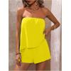 imageSOLY HUX Womens Summer 2 Piece Outfits Sleeveless Asymmetrical Tube Top and Shorts SetSolid Yellow