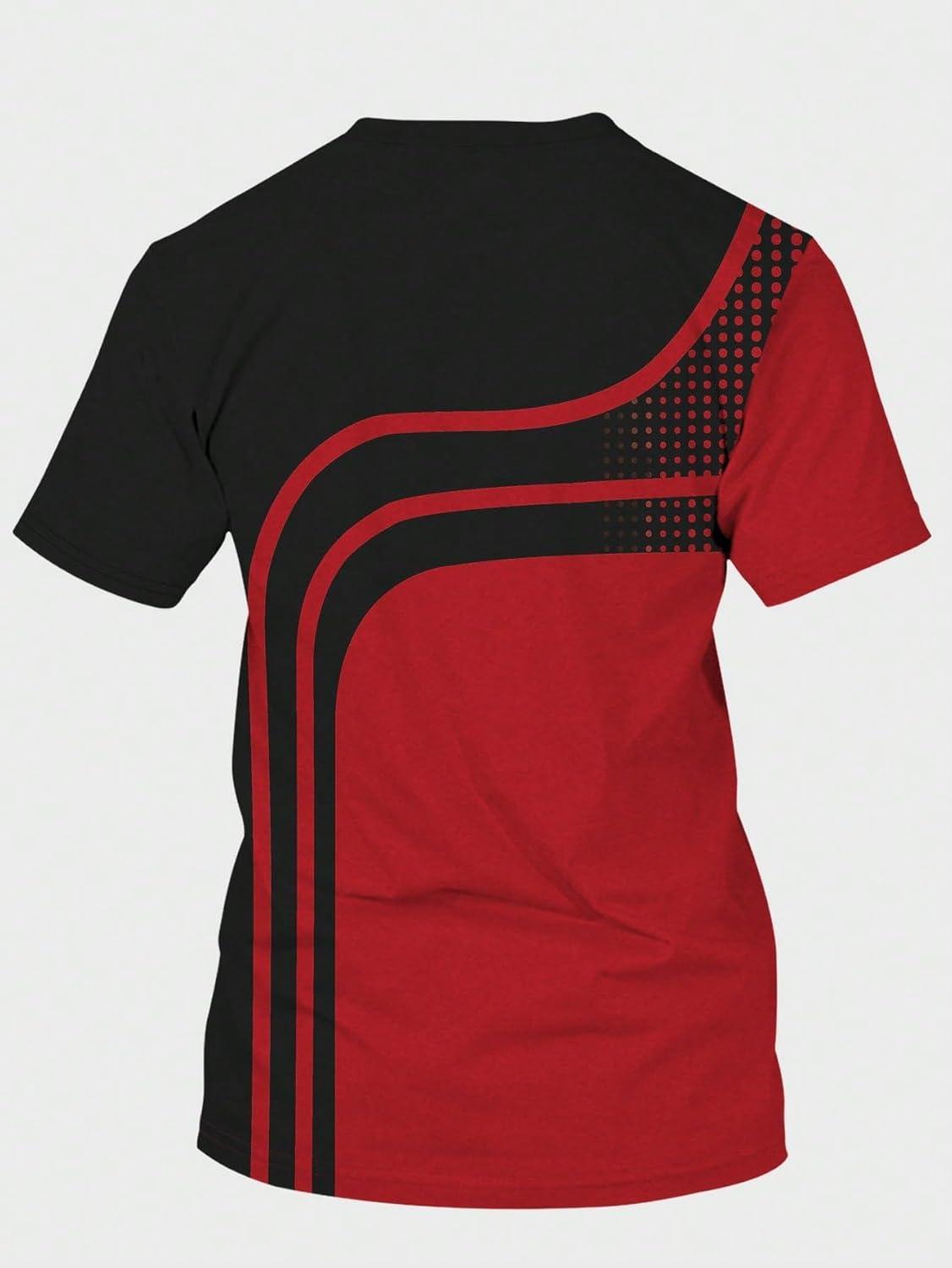 imageSOLY HUX Mens Colorblock Striped Tee Short Sleeve Casual T Shirt Summer Tee TopsBlack and Red