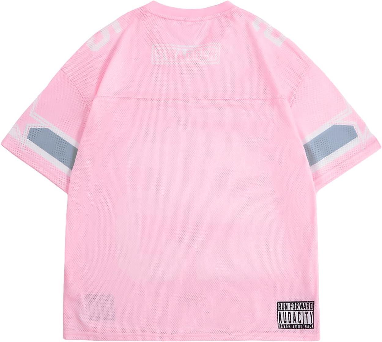 imageSOLY HUX Mens Graphic Jersey TShirts V Neck Racing Print Casual Tees Streetwear Summer Top TshirtPink Number