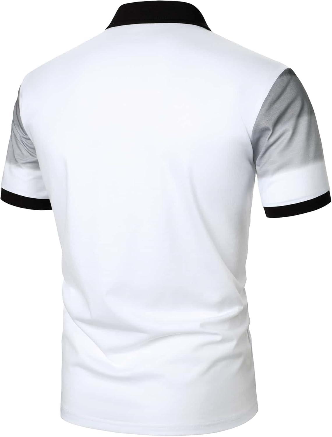 imageSOLY HUX Mens Playing Card Print Golf Shirt Short Sleeve Summer Work Tennis Tee ShirtBlack White Colorblock