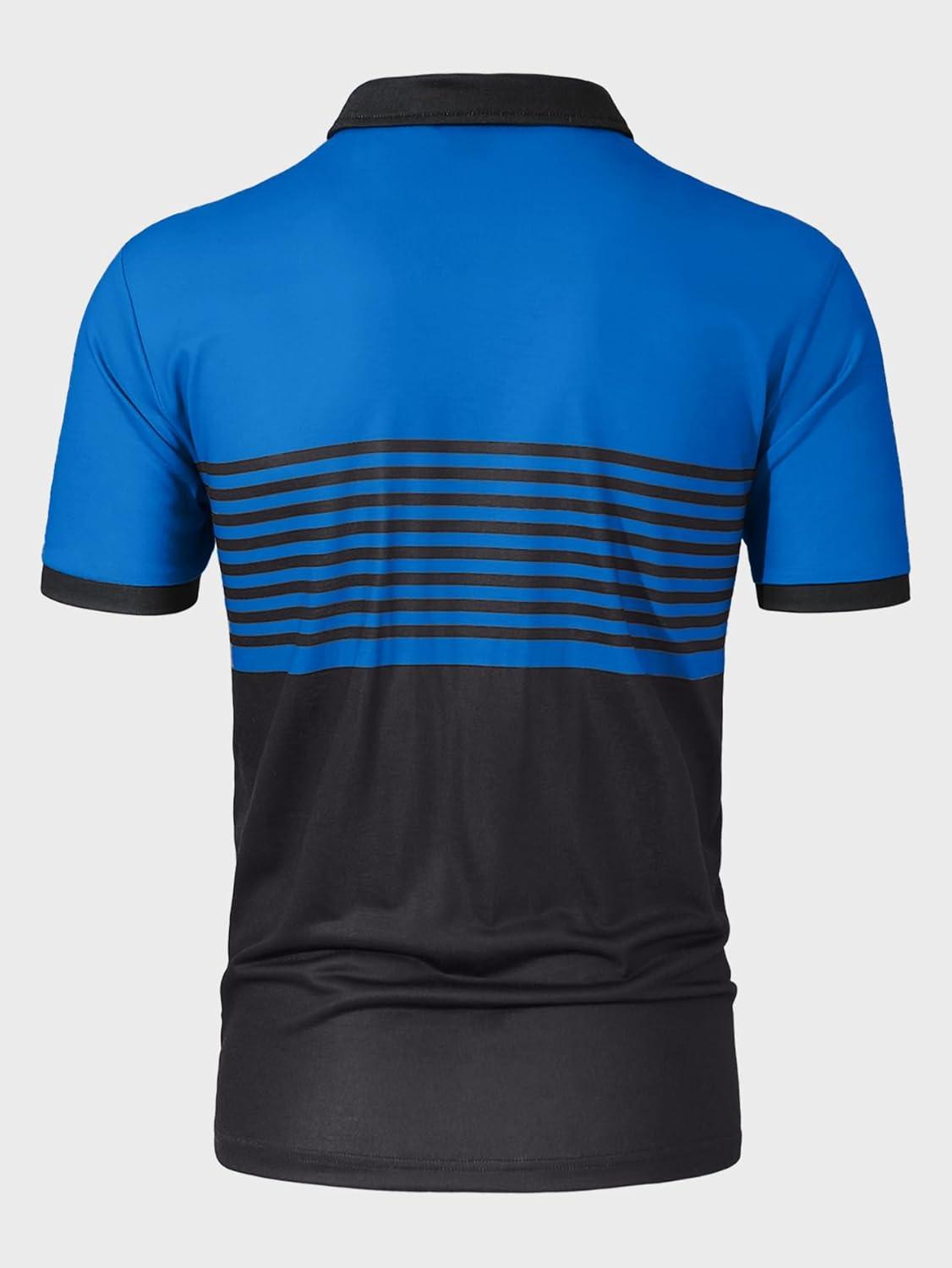 imageSOLY HUX Mens Playing Card Print Golf Shirt Short Sleeve Summer Work Tennis Tee ShirtBlack and Blue