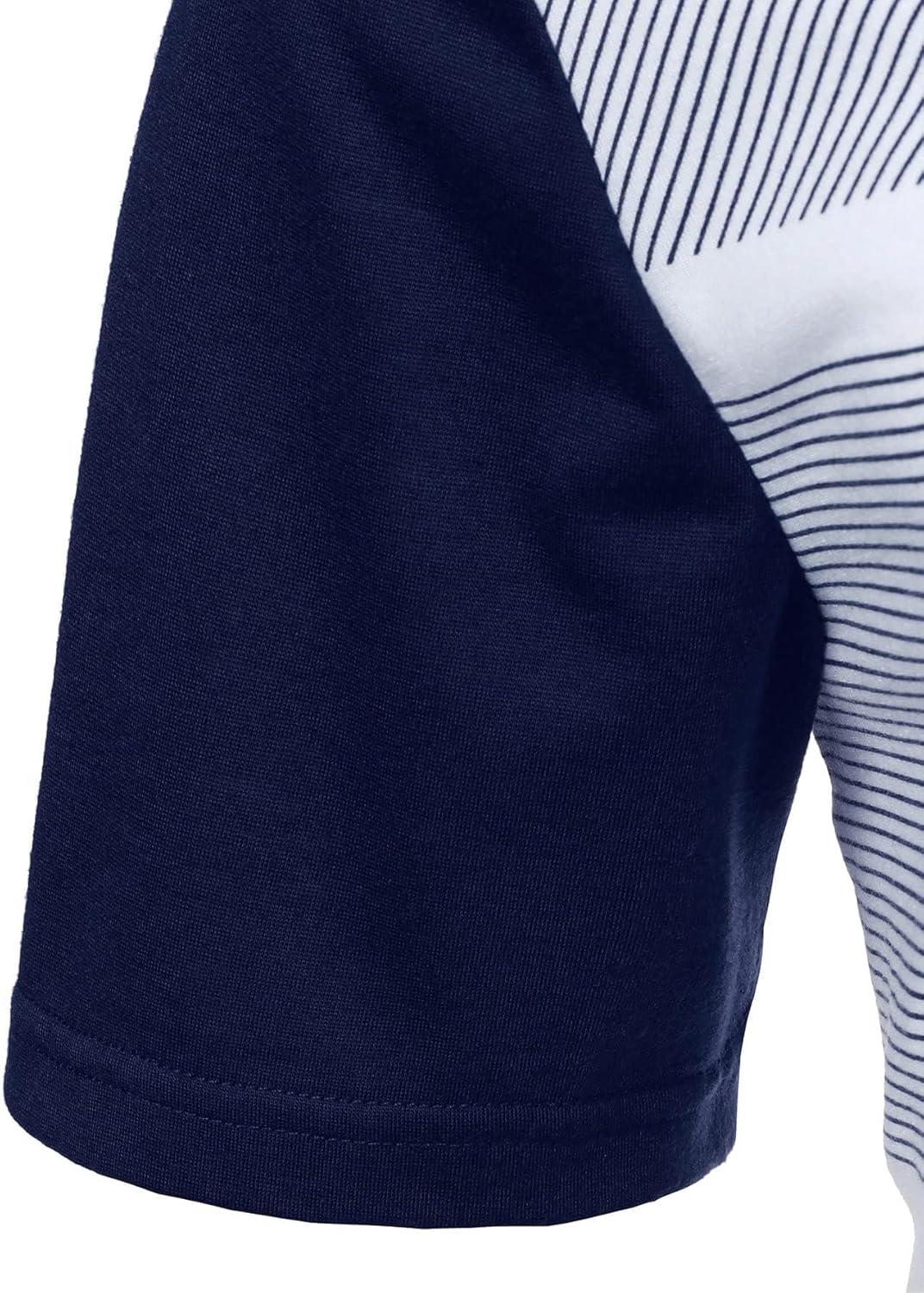 imageSOLY HUX Mens Playing Card Print Golf Shirt Short Sleeve Summer Work Tennis Tee ShirtBlue White Striped