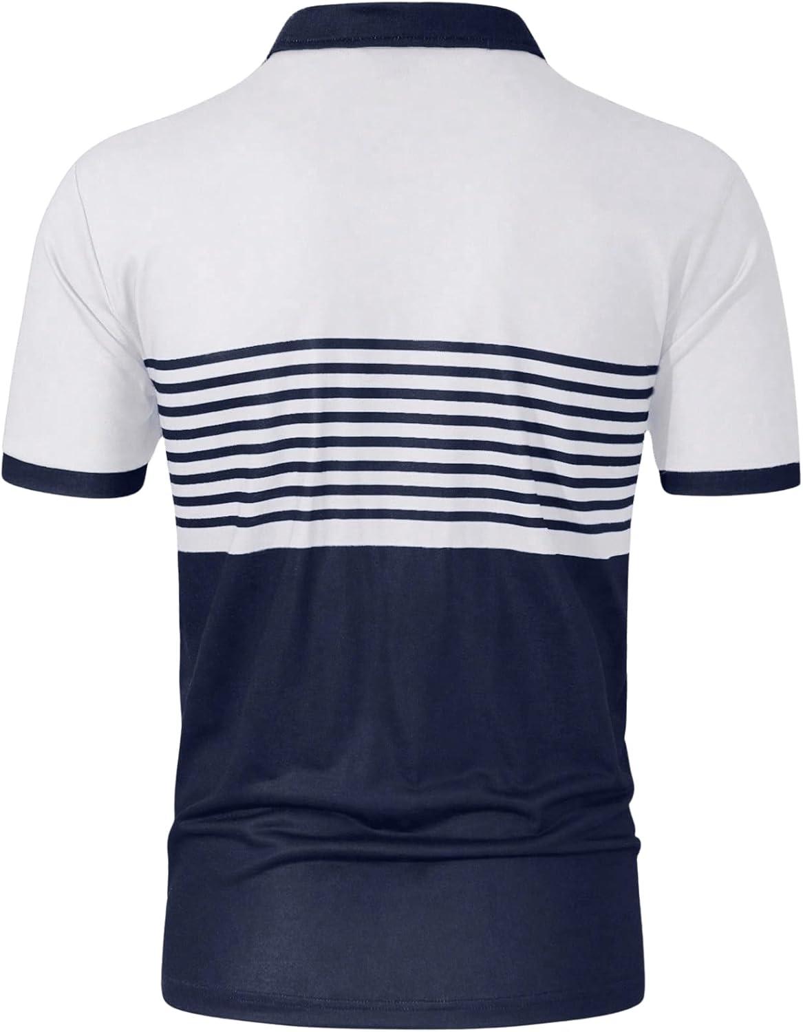 imageSOLY HUX Mens Playing Card Print Golf Shirt Short Sleeve Summer Work Tennis Tee ShirtBlue and White