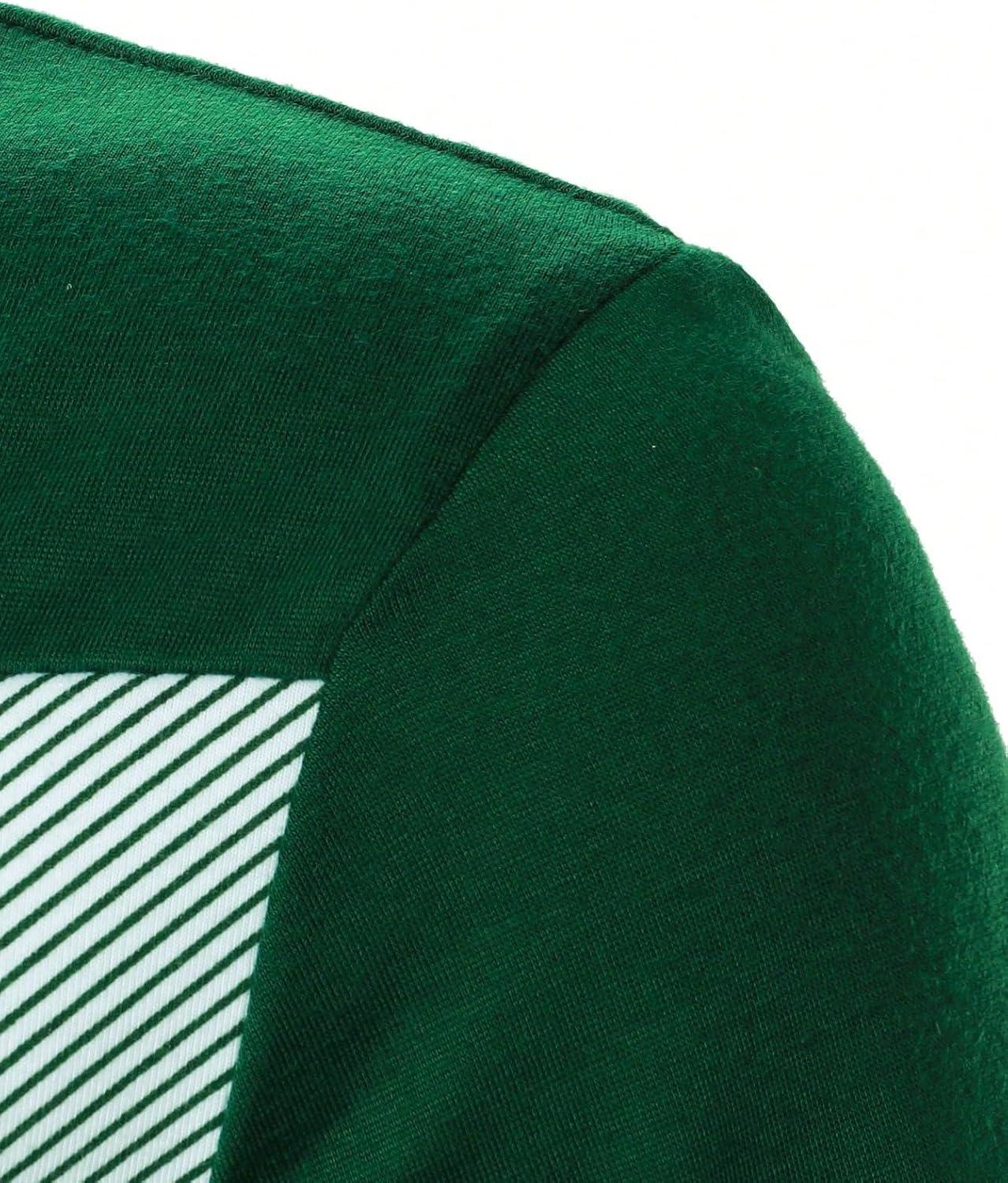 imageSOLY HUX Mens Playing Card Print Golf Shirt Short Sleeve Summer Work Tennis Tee ShirtGreen White Striped