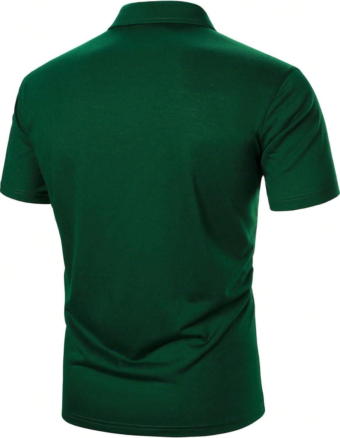 imageSOLY HUX Mens Playing Card Print Golf Shirt Short Sleeve Summer Work Tennis Tee ShirtGreen White Striped