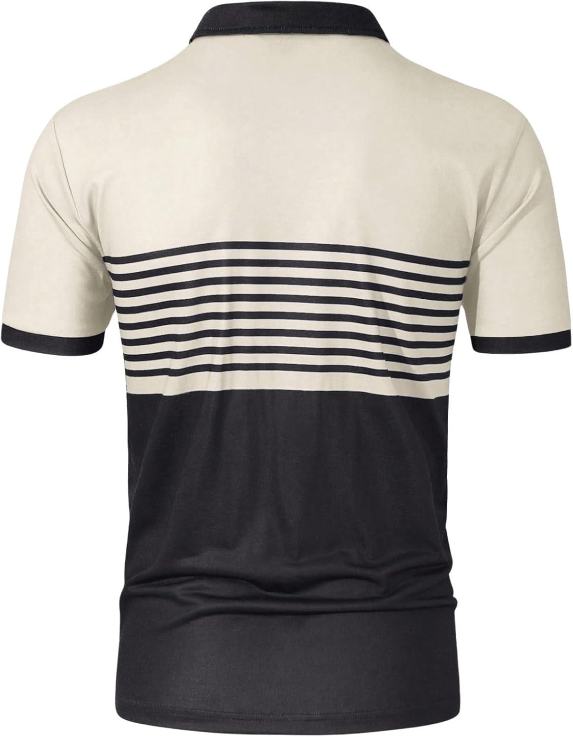 imageSOLY HUX Mens Playing Card Print Golf Shirt Short Sleeve Summer Work Tennis Tee ShirtKhaki and Black