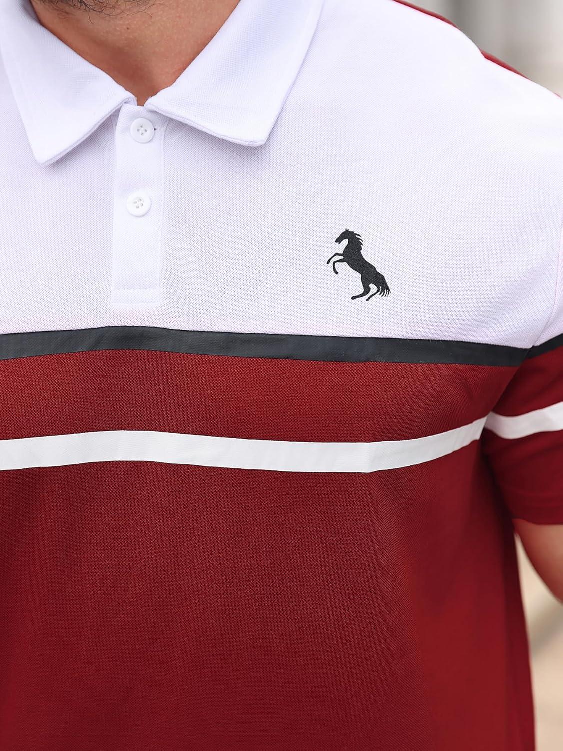 imageSOLY HUX Mens Playing Card Print Golf Shirt Short Sleeve Summer Work Tennis Tee ShirtMulti Red White