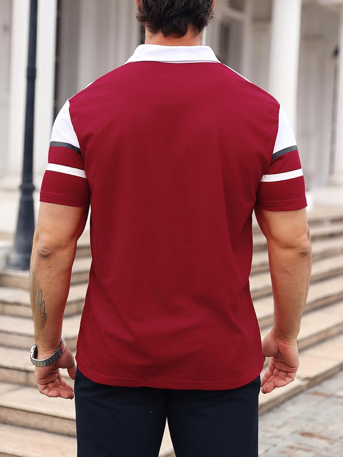 imageSOLY HUX Mens Playing Card Print Golf Shirt Short Sleeve Summer Work Tennis Tee ShirtMulti Red White