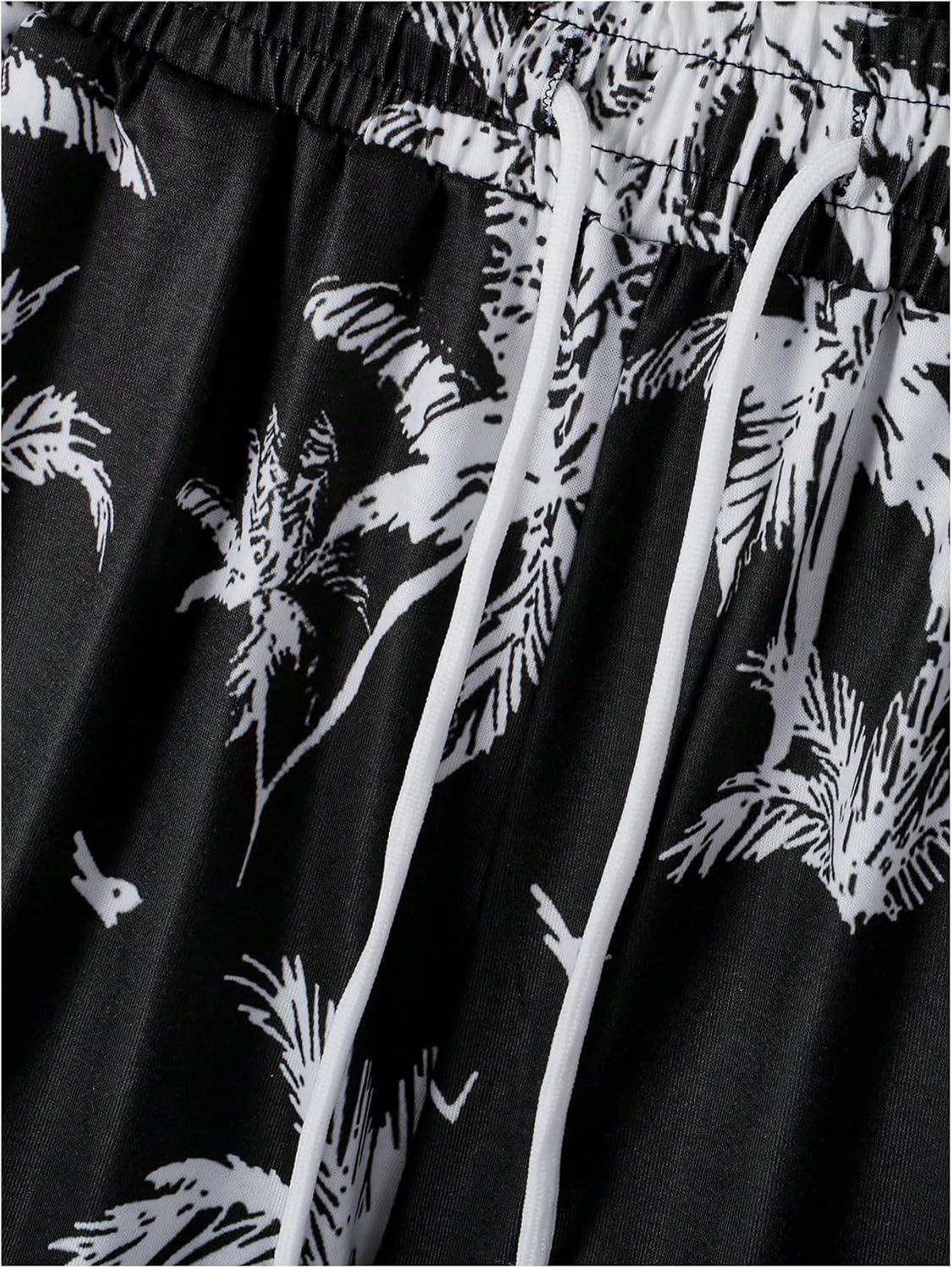 imageSOLY HUX Mens Short Sets 2 Piece Outfits Summer Tropical Print Tank Tops and Drawstring Shorts SetsBlack Tropical
