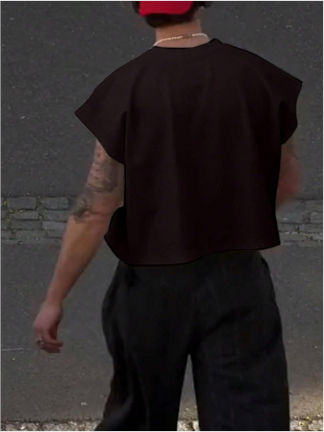 imageSOLY HUX Mens Short Sleeve Crew Neck Cropped T Shirts Summer Basic Baggy Tee TopsChocolate Brown