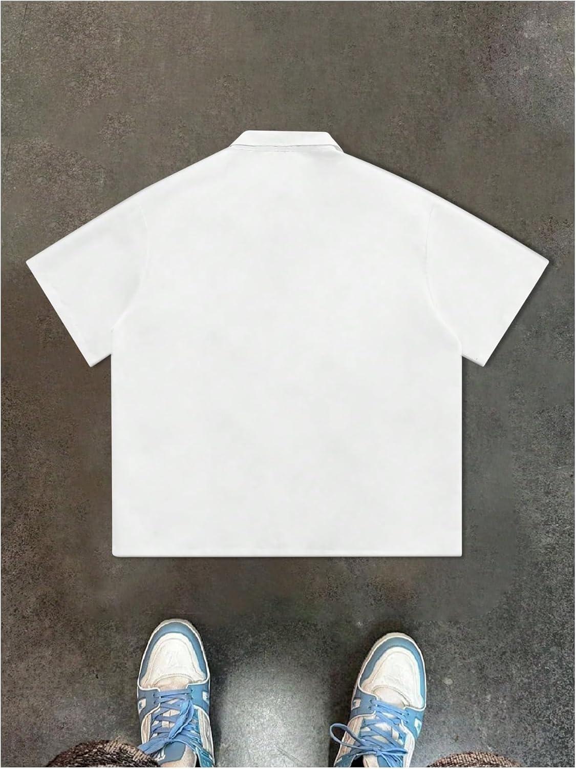 imageSOLY HUX Mens Summer Zip Up Graphic Tees Short Sleeve Hawaiian Tshirts Lapel Collar TopsWhite Graphic