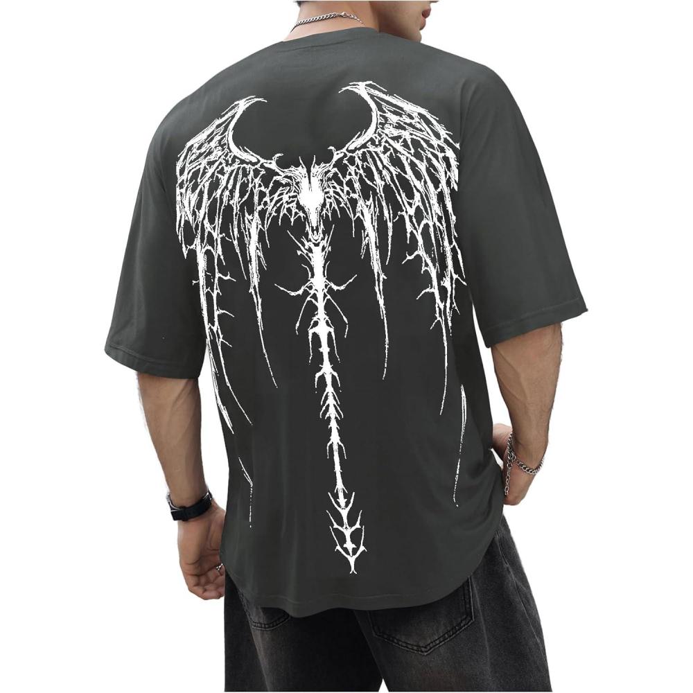 imageSOLY HUX Mens Gothic Crewneck TShirt Vintage Graphic Tees Short Sleeve Tops StreetwearGrey Graphic