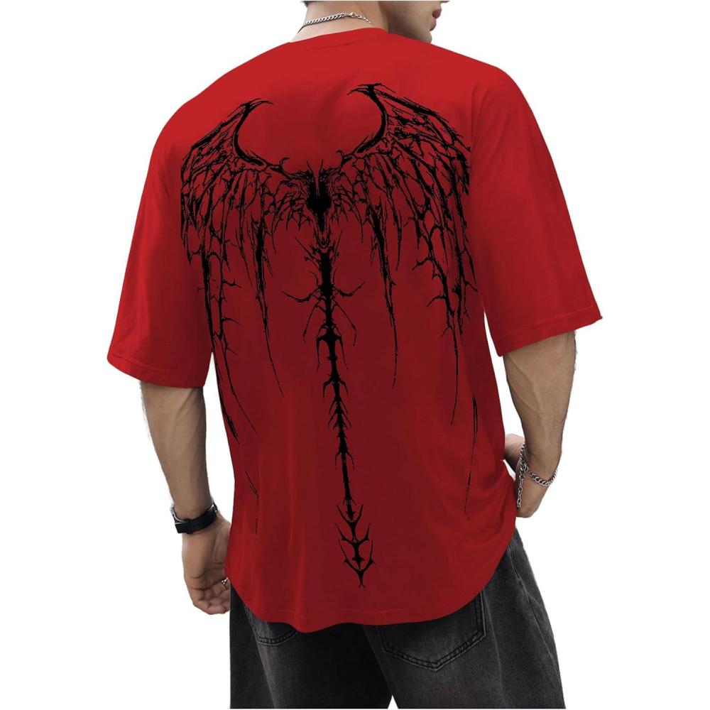 imageSOLY HUX Mens Gothic Crewneck TShirt Vintage Graphic Tees Short Sleeve Tops StreetwearRed Graphic