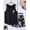 imageSOLY HUX Mens Short Sets 2 Piece Outfits Summer Tropical Print Tank Tops and Drawstring Shorts SetsBlack Tropical