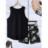 imageSOLY HUX Mens Short Sets 2 Piece Outfits Summer Tropical Print Tank Tops and Drawstring Shorts SetsBlack Tropical
