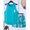imageSOLY HUX Mens Short Sets 2 Piece Outfits Summer Tropical Print Tank Tops and Drawstring Shorts SetsBlue Tropical Printed