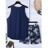 imageSOLY HUX Mens Short Sets 2 Piece Outfits Summer Tropical Print Tank Tops and Drawstring Shorts SetsDark Blue Tropical