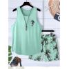 imageSOLY HUX Mens Short Sets 2 Piece Outfits Summer Tropical Print Tank Tops and Drawstring Shorts SetsMint Green Tropical