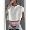 imageSOLY HUX Mens Short Sleeve Crew Neck Cropped T Shirts Summer Basic Baggy Tee TopsSolid White
