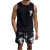 imageSOLY HUX Mens Short Sets 2 Piece Outfits Summer Tropical Print Tank Tops and Drawstring Shorts SetsBlack Tropical
