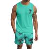 imageSOLY HUX Mens Short Sets 2 Piece Outfits Summer Tropical Print Tank Tops and Drawstring Shorts SetsBlue Tropical