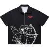 imageSOLY HUX Mens Summer Zip Up Graphic Tees Short Sleeve Hawaiian Tshirts Lapel Collar TopsBlack Graphic
